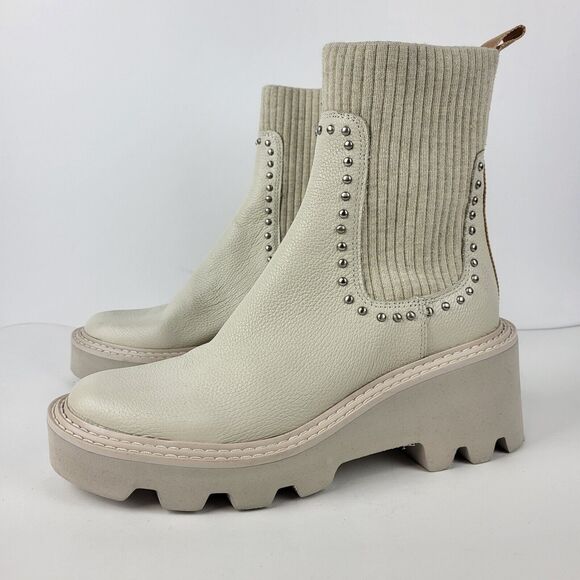 Dolce Vita Hoven H2O Studded Ivory Leather Boots size 9 - Picture 3 of 15